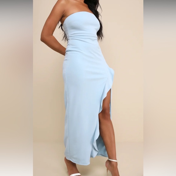 NWT Lulus Light Blue Midi Dress - Picture 3 of 7